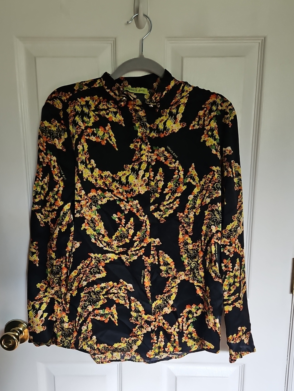 Versace Jeans Couture Baroque Gold Floral  Print Womens Shirt